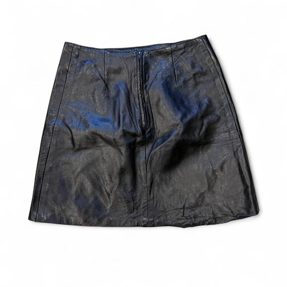 Vintage grunge whimsigoth black leather mini skirt womens size XS 24" waist - Picture 2 of 8